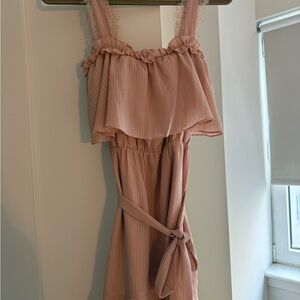 Pink Ruffled Sleeveless Dress